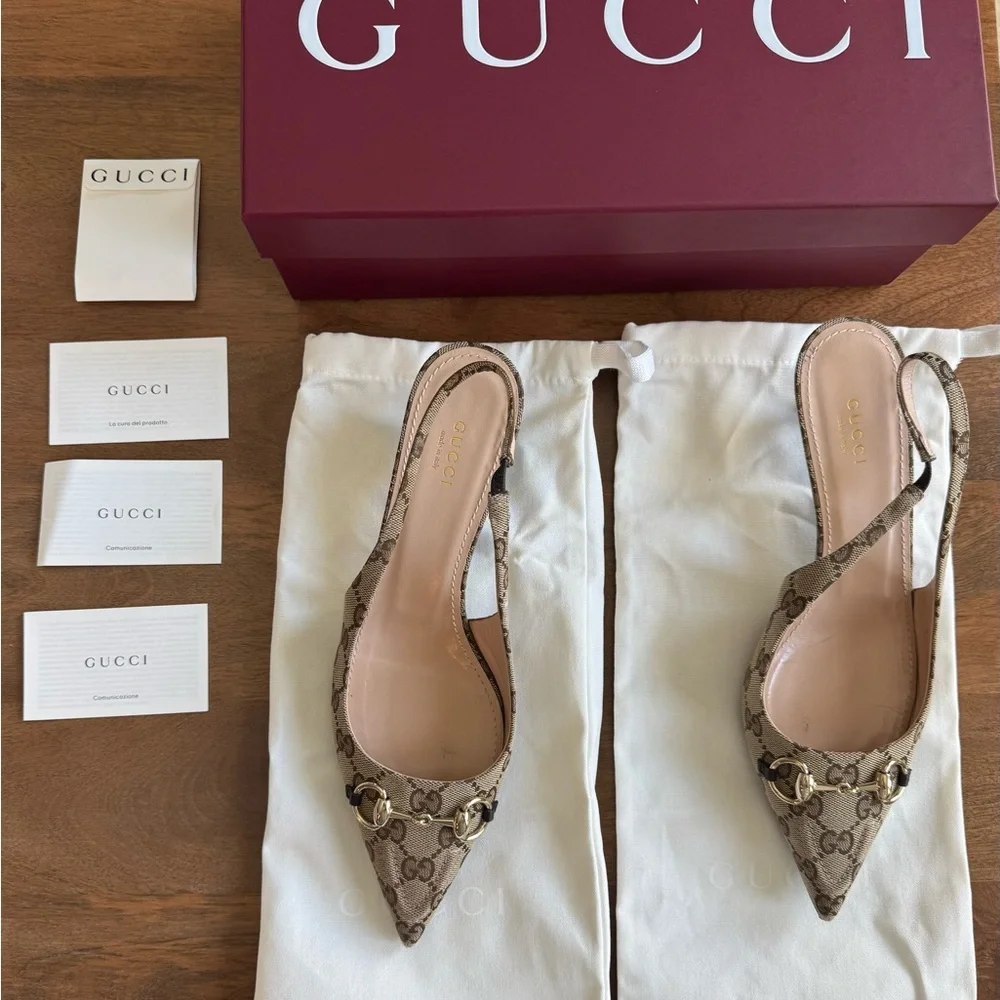 Gucci Erin GG Monogram Slingbacks - Picture 1 of 7